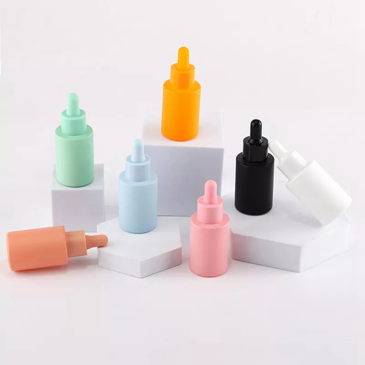 Private Label Atacado Logo Personalizado Cor Pastel Rosa Azul 30ml Vidro Soro Branco Frasco conta-gotas