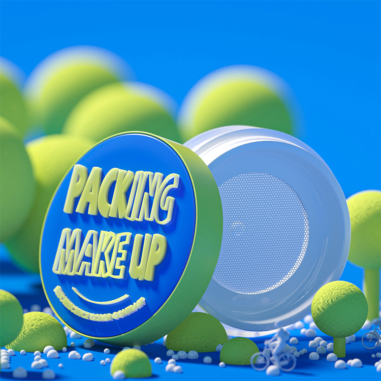 Vazio 18g de plástico cosmético PS ABS cor personalizada recipiente de pó solto frasco de pó com peneira
