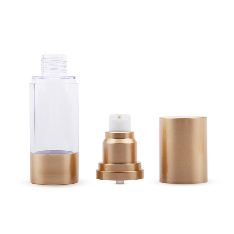 Embalagens de Cuidados Pessoais Embalagens de Cosméticos AS PP PE 15/30/50ML Transparente Airless Bomba Frasco Cosméticos Ouro