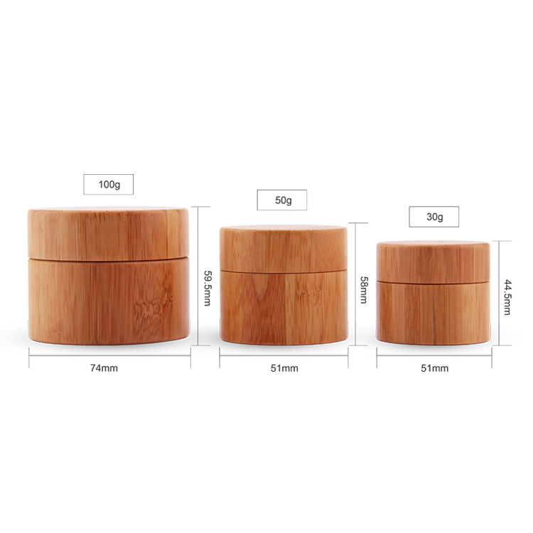 Frascos de bambu de embalagem cosmética atacado 5g 8g 15g 20g 30g 50g 100g 150g 200g 250g pp frascos cosméticos de bambu com tampa de bambu 