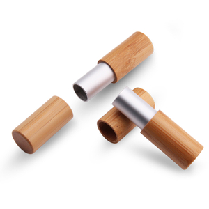 Recipiente de bambu prateado vazio de bambu de madeira vazio tubo de brilho labial tubo de bálsamo labial de bambu