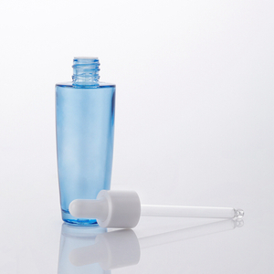 Garrafas de óleo essencial de ombro plano de 40 ml frasco conta-gotas de vidro cosmético azul líquido soro para óleo essencial