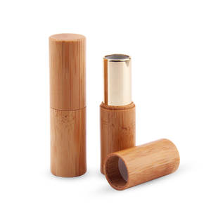 Venda imperdível Cosméticos Embalagem Ecológica Linda Frasco de Batom de Bambu Maquiagem Tubo de Bálsamo Labial Dourado