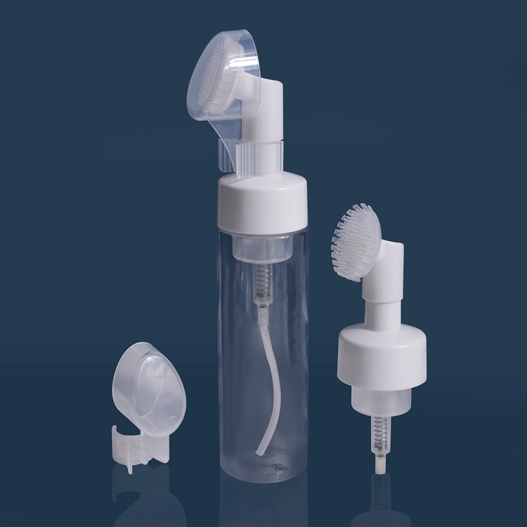 Fabricação por atacado logotipo personalizado espumante dispensador de espuma de viagem garrafa de lavagem de espuma com escova de silicone, garrafa de bomba de espuma com escova