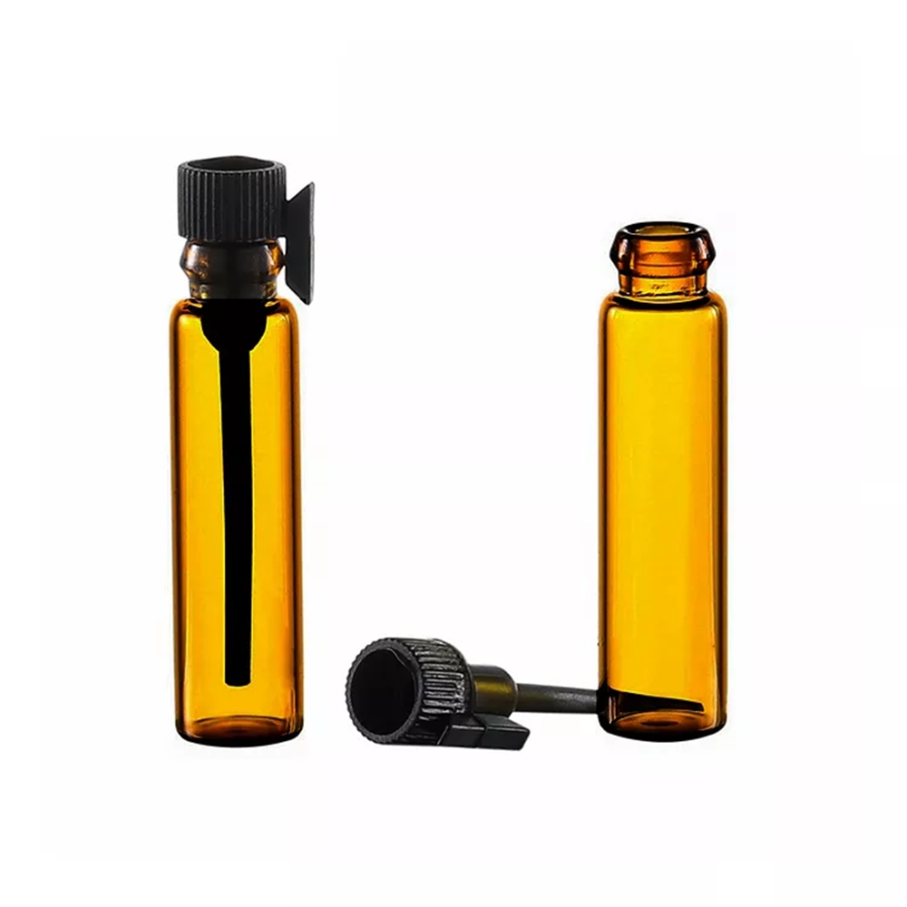 Plugue branco preto portátil 1ml 1.5ml 2ml 3ml mini pacote de vidro garrafas claras pequenas garrafas de perfume vazias amostra tubo de ensaio frascos finos 