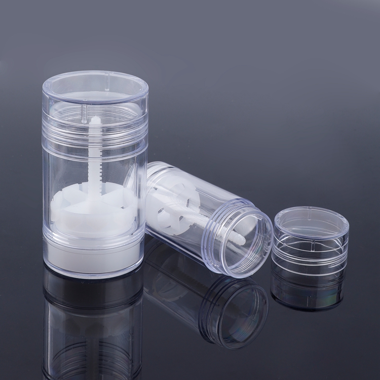 15ml 30ml 50ml 75ml Forma Redonda Enchimento Inferior Transparente Twist Up Stick Tubo Recipiente Desodorante Frasco Reutilizável