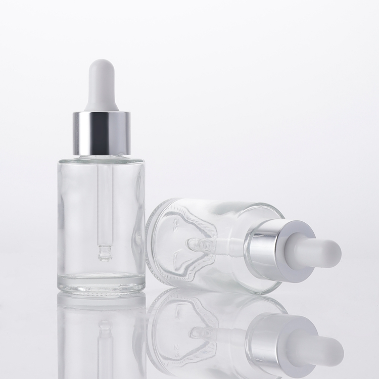 Garrafas de embalagem de óleo essencial com conta-gotas de vidro transparente óleo personalizado 30 ml frasco conta-gotas de vidro 