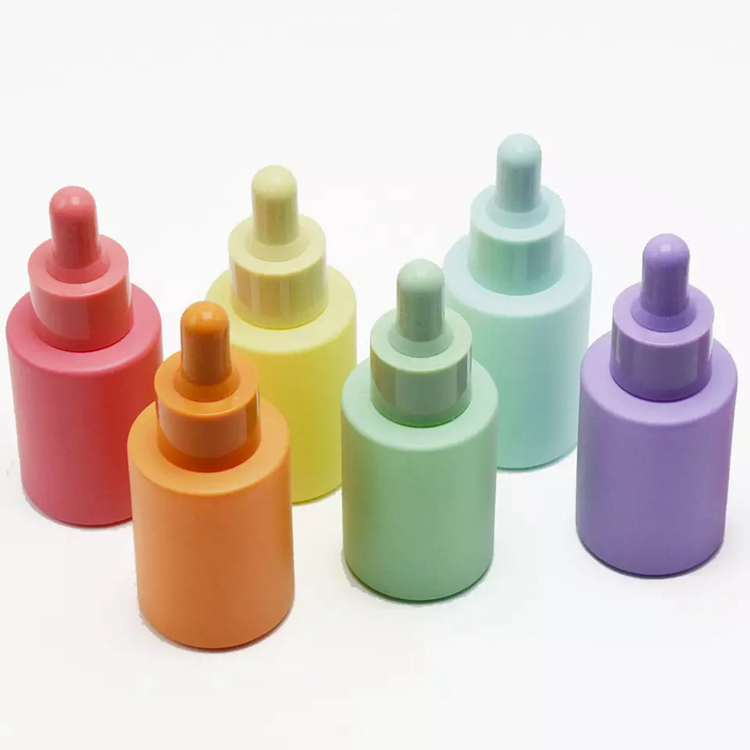 Private Label Atacado Logo Personalizado Cor Pastel Rosa Azul 30ml Vidro Soro Branco Frasco conta-gotas