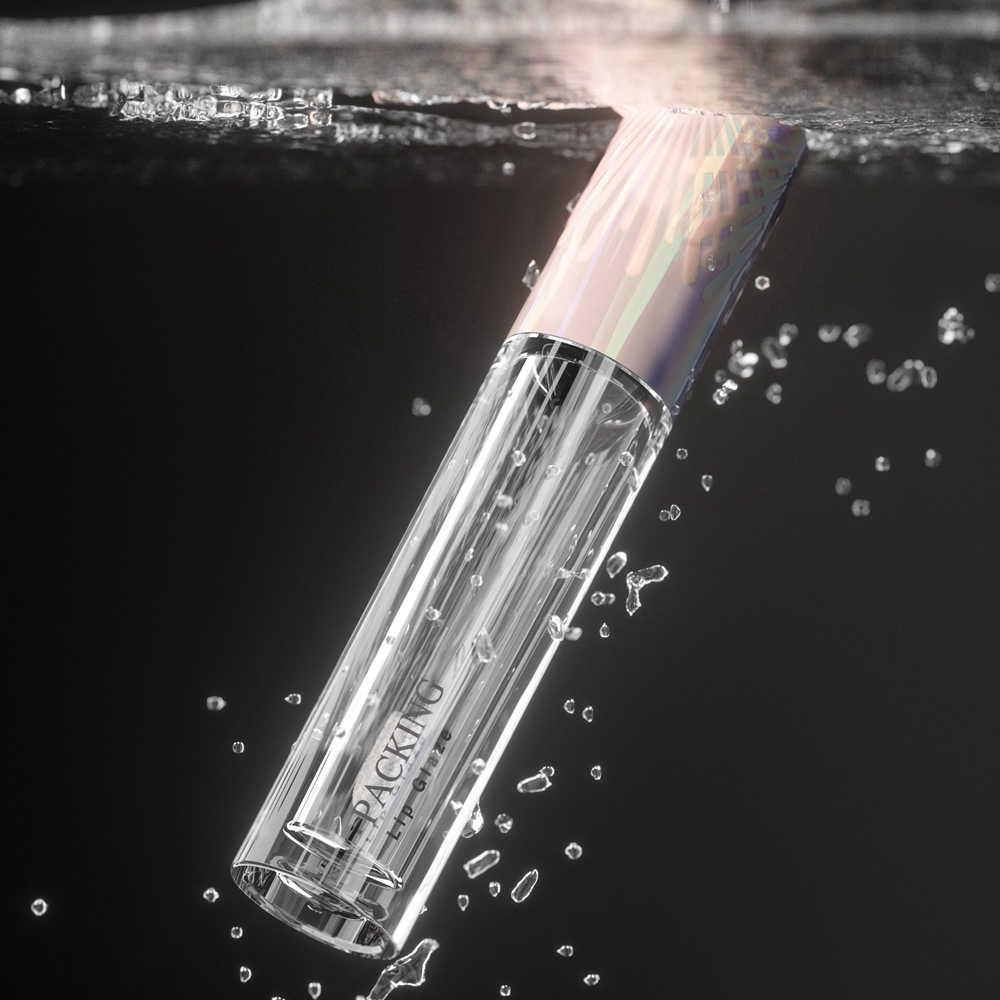 Embalagem cosmética 4,1 ml 4,0 ml Tubo de brilho labial redondo vazio transparente com pincel